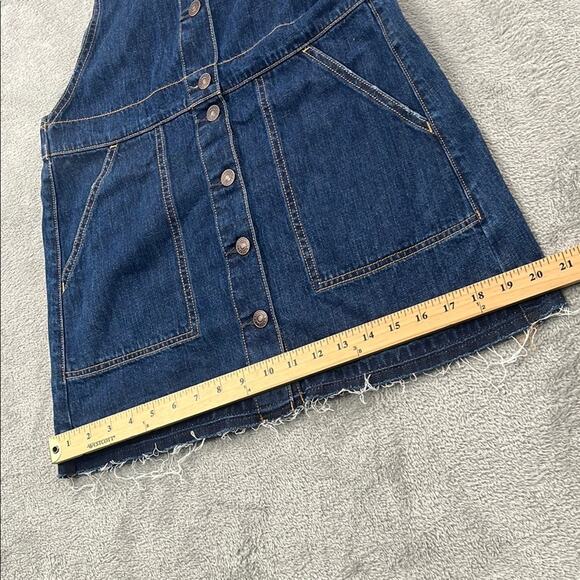 American‎ Eagle 4, 27/S Denim Skirt Overalls Shortalls Raw Hem Fray Button Down - Picture 3 of 7
